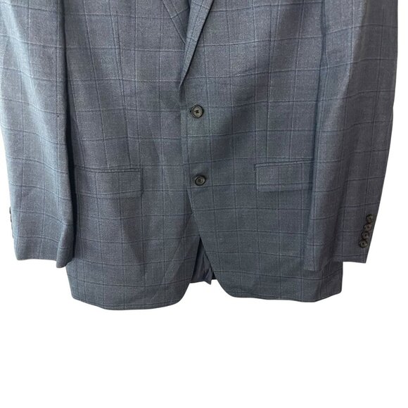 Lauren Ralph Lauren Mens Sport Coat Blazer Blue Gray Check Size 42L Silk Wool - Picture 2 of 10